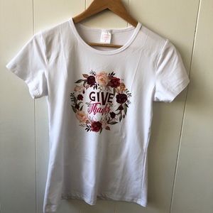 White “Give Thanks” T-shirt